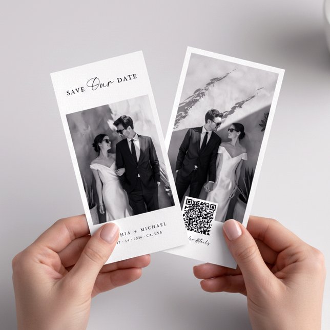Classic QR Code Bookmark Photo Wedding Save The Date (Creator Uploaded)