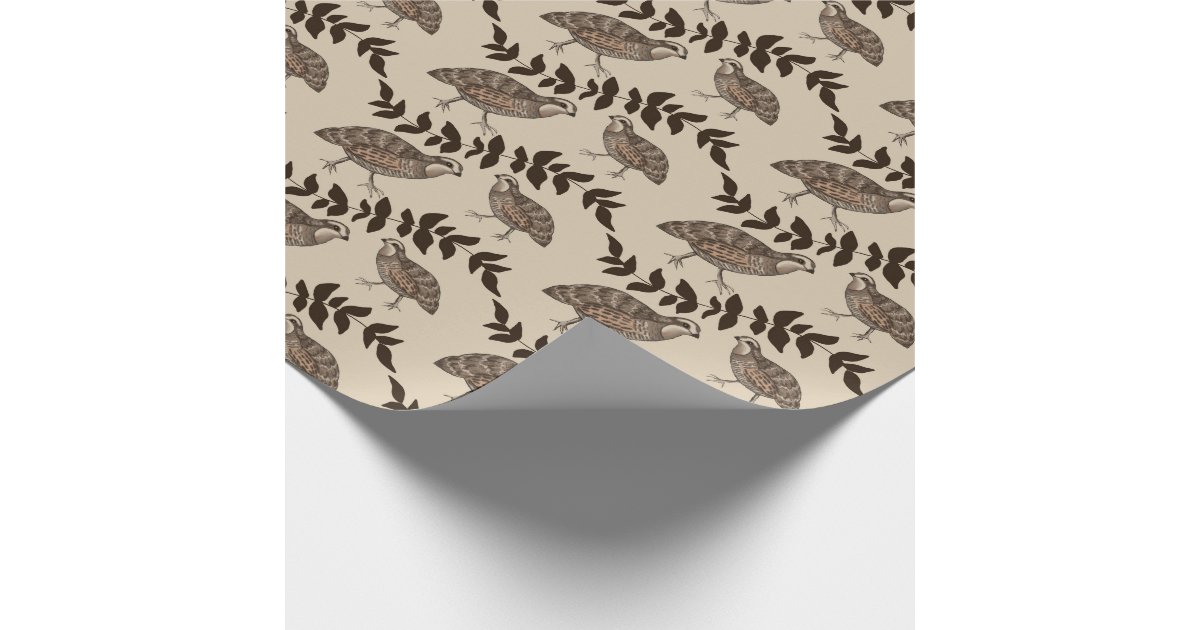 Classic Quail on beige Wrapping Paper | Zazzle