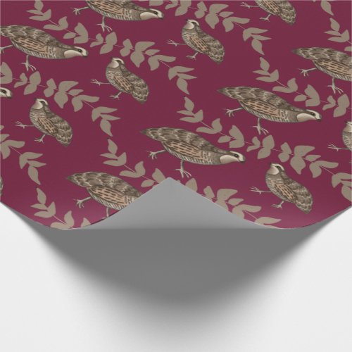 Classic Quail on Wine Wrapping Paper