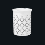 Classic Quatrefoil Pattern Beverage Pitcher<br><div class="desc">Simple quatrefoil pattern in black and white.</div>