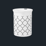 Classic Quatrefoil Pattern Beverage Pitcher<br><div class="desc">Simple quatrefoil pattern in black and white.</div>