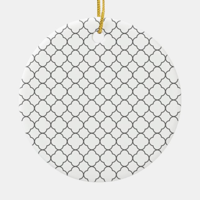 Classic Quatrefoil Pattern Ceramic Ornament (Front)