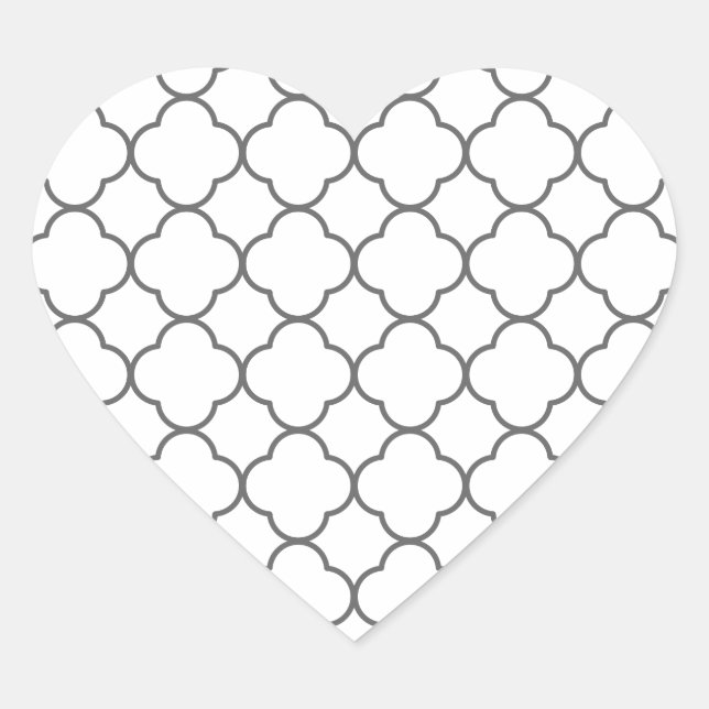 Classic Quatrefoil Pattern Heart Sticker (Front)
