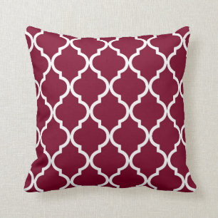 Classic Quatrefoil Pattern in Cranberry Red Throw Pillow