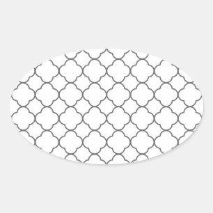 Classic Quatrefoil Pattern Oval Sticker