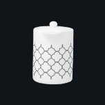 Classic Quatrefoil Pattern Teapot<br><div class="desc">Simple quatrefoil pattern in black and white.</div>