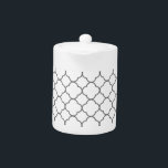 Classic Quatrefoil Pattern Teapot<br><div class="desc">Simple quatrefoil pattern in black and white.</div>