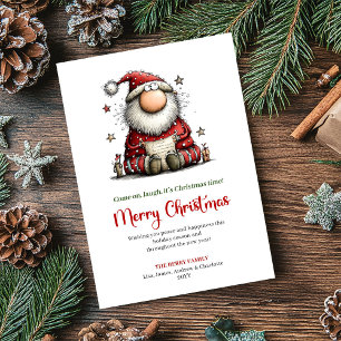 Classic Quirky Santa Playful Christmas Greeting Holiday Card