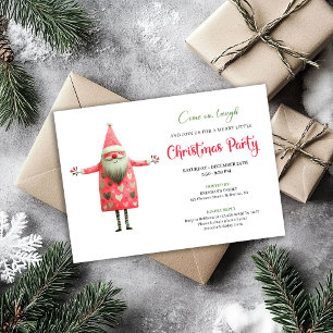Classic Quirky Santa Red Green Christmas Party Invitation