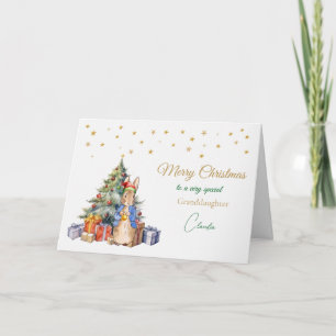 Classic Rabbit Christmas tree Merry Christmas Holiday Card