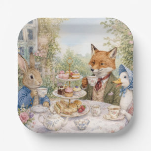 Classic Rabbit Duck Fox Afternoon Tea Time Paper Plates