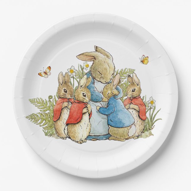 Classic Rabbit family Paper Plates (Front)