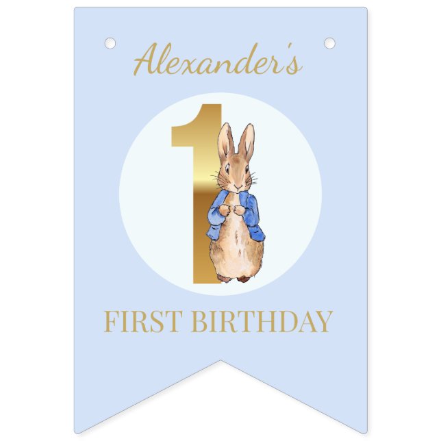Classic Rabbit First Birthday Bunting Flags (Second Flag)