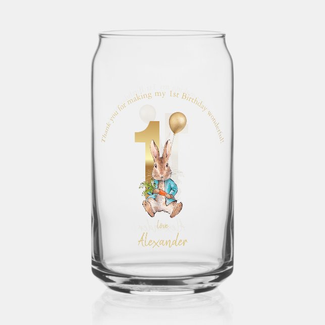 Classic Rabbit First Birthday Can Glass (Front)