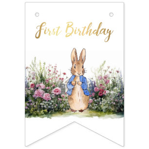 Classic Rabbit First birthday party Bunting Flags