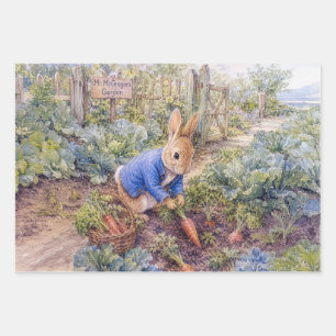 Classic Rabbit Gathering Carrots Wrapping Paper Sheets