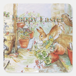 Classic rabbit Happy Easter Square Sticker