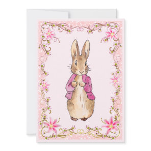 Classic rabbit in a pink jacket invitation
