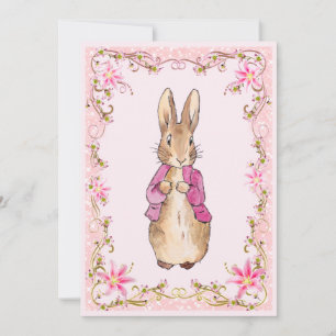 Classic rabbit in a pink jacket invitation