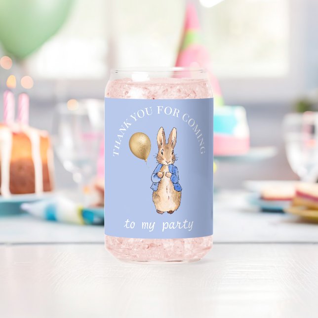 Classic rabbit in blue jacket can glass (Insitu (Birthday))