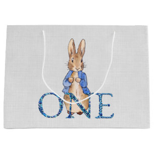 Classic Rabbit in blue jacket First Birthday Large Gift Bag