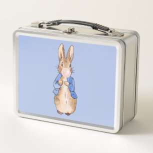 Classic rabbit in blue jacket metal lunch box