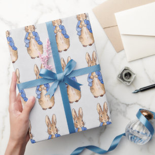 Classic rabbit in blue jacket wrapping paper