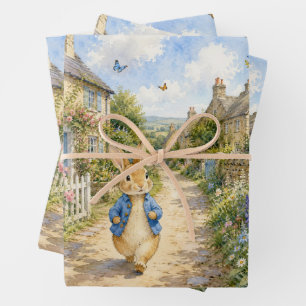 Classic Rabbit in English Country Town Wrapping Paper Sheets