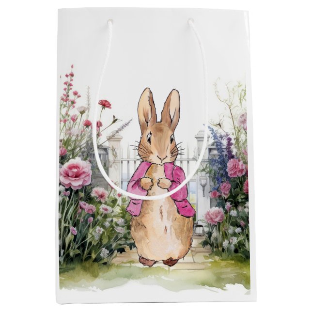 Classic rabbit in pink jacket medium gift bag (Front)