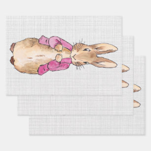 Classic rabbit in pink jacket wrapping paper sheets