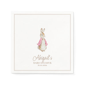 Classic Rabbit Pink Girl Baby Shower Napkins