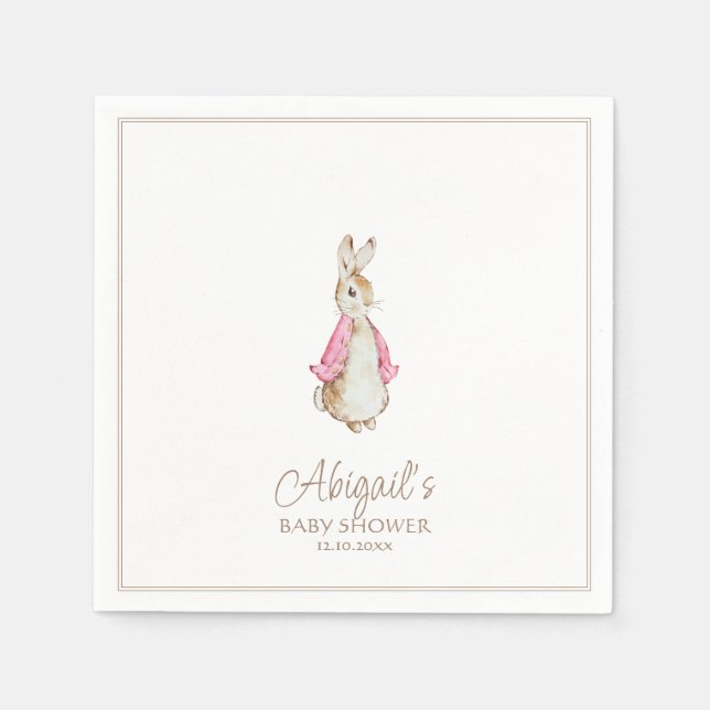 Classic Rabbit Pink Girl Baby Shower Napkins (Front)