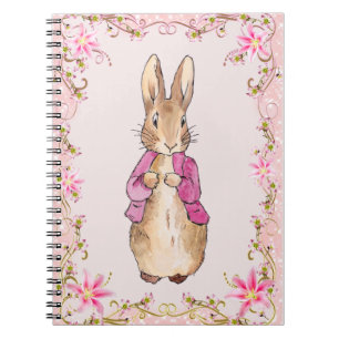 Classic Rabbit Pink jacket Floral Frame Notebook