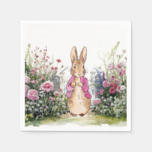 Classic Rabbit Pink Jacket in his Garden Napkins