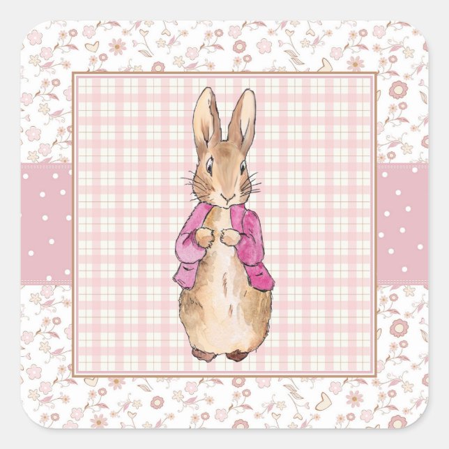 Classic Rabbit Pink jacket Square Sticker (Front)