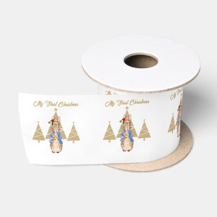 Classic rabbit Santa Hat First Christmas tree  Satin Ribbon