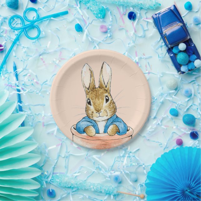 Classic rabbit sitting in plant pot paper plates (Party)