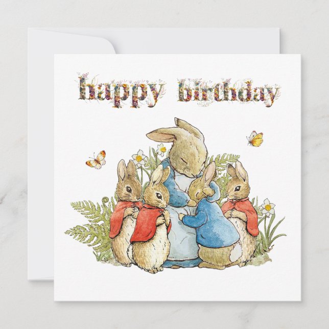 Classic Rabbit with little bunnies Card (Front)