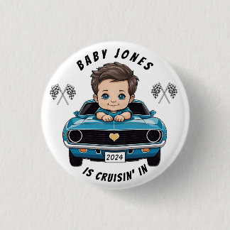 Classic Race Car Baby Boy Cruisin' In Shower Button