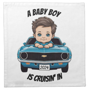 Classic Race Car Baby Boy Cruisin' In Shower Cloth Napkin