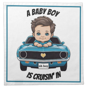 Classic Race Car Baby Boy Cruisin' In Shower Cloth Napkin