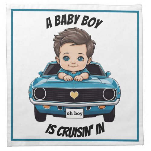 Classic Race Car Baby Boy Cruisin In Shower Cloth Napkin