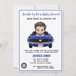 Classic Race Car Baby Boy Cruisin' In Shower Invit Invitation