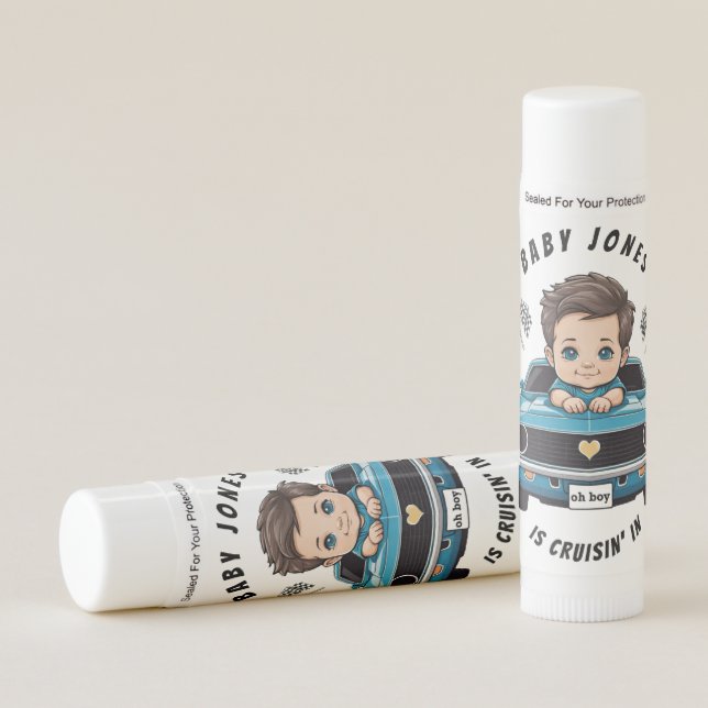 Classic Race Car Baby Boy Cruisin' In Shower Lip Balm (Front)