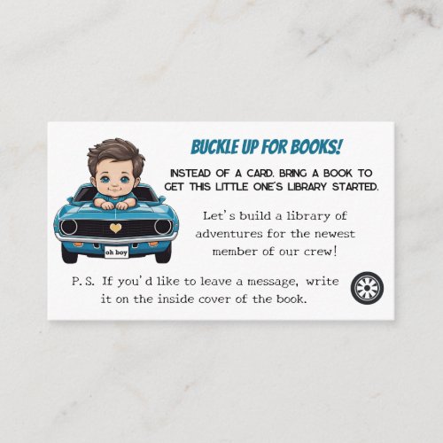 Classic Race Car Baby Cruisin In Bring a Book  Enclosure Card