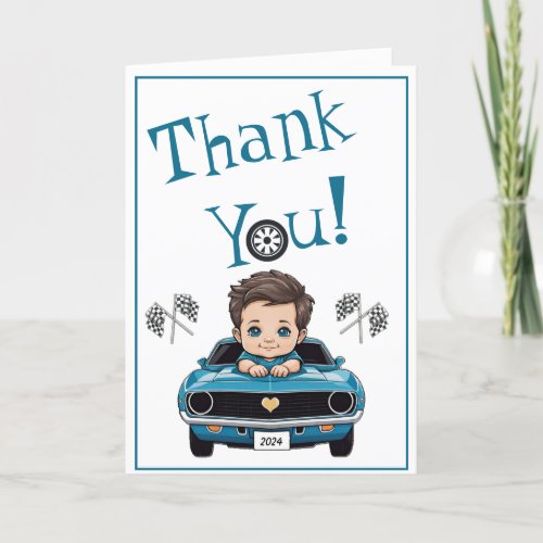 Classic Race Car Baby Shower Thank You Cards