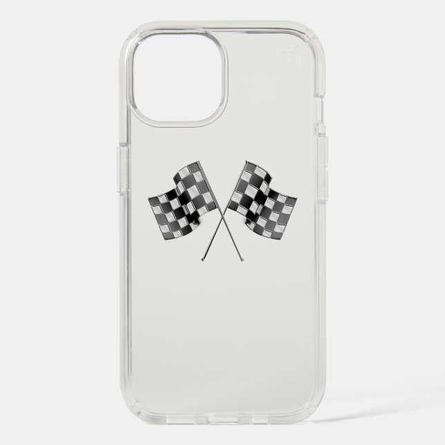Classic Racing Flags Stripes in Carbon Fiber Style Speck iPhone Case (Front)