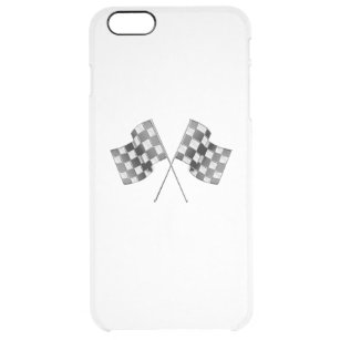 Classic Racing Flags Stripes in Carbon Fiber Style Clear iPhone 6 Plus Case