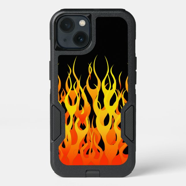 Classic Racing Flames Decor on a Otterbox iPhone Case (Back)
