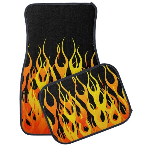 Classic Racing Flames Fire on Blue Car Mat